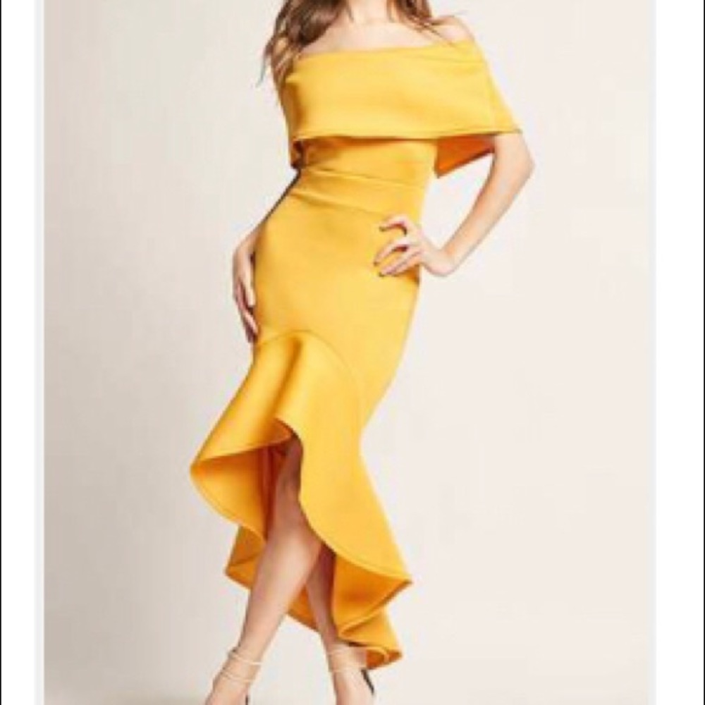 🔥🔥🔥 Flounce High-Low Scuba Knit Dress